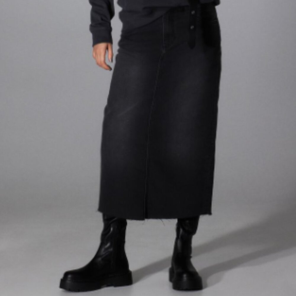 Midi H&M Denim Skirt with Back Slit, Dark Grey, Size 6. NWT